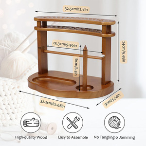 Fil en bois bobine support <span class=keywords><strong>Crocket</strong></span> crochet stockage fil organisateur Horizontal fil de bois porte-boule porte-ruban organisateur support - Product Image 2