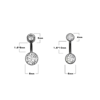 Anneau de nombril cylindrique en titane ASTM F136 à filetage interne avec incrustation de zircon, barbell banane, bijoux de piercing en gros