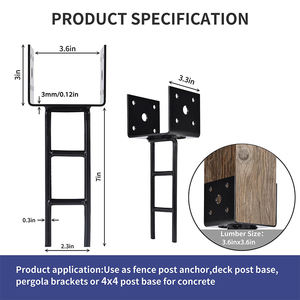 Ancrage <span class=keywords><strong>de</strong></span> poteau JH-Mech personnalisé en forme <span class=keywords><strong>de</strong></span> H stable et robuste Deux barres horizontales Support <span class=keywords><strong>de</strong></span> base <span class=keywords><strong>de</strong></span> poteau galvanisé - Product Image 2