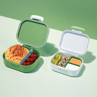 Boîte à lunch portable étanche pour pique-nique et voyage, 3 compartiments, grand récipient bento en plastique divisé avec poignée et plateau