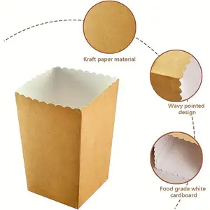 Cajas de palomitas desechables baratas al por mayor, caja de palomitas Kraft impresa personalizada, taza de aperitivos para patatas fritas, vajilla de fiesta