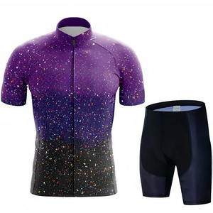 Gradient Splatter Starry Sky Printed <b>Cycling</b> Jersey Shorts Set Full Zip Quick Dry Breathable Custom Sublimation Unisex Bike Kit - Product Image 2