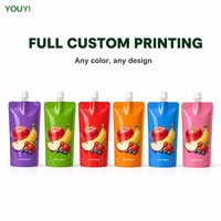 Pochettes souples personnalisées imprimées pour jus liquides, qualité alimentaire, réutilisables, anti-fuite, sans BPA, avec bec verseur, 100ml 150ml 200ml