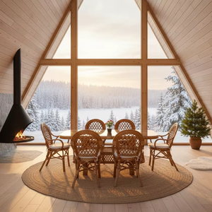 Ensemble de salle à manger en rotin Java pour hôtel commercial, restaurant, mobilier, design moderne, table longue, style de salle à manger élégant - Product Image 1