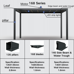 Pergola en aluminium à lames orientables sur mesure <span class=keywords><strong>6x3</strong></span> pour l'extérieur, abri de voiture imperméable et parking avec couvertures de patio de jardin d'hiver gratuites - Product Image 6