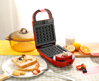 Pembuat Waffle Digital Portabel Elektrik Anti Lengket 600W Dapat Diisi Ulang USB dengan Pengatur Waktu, Alat Dapur Pintar Berbahan Aluminium yang Dapat Diganti