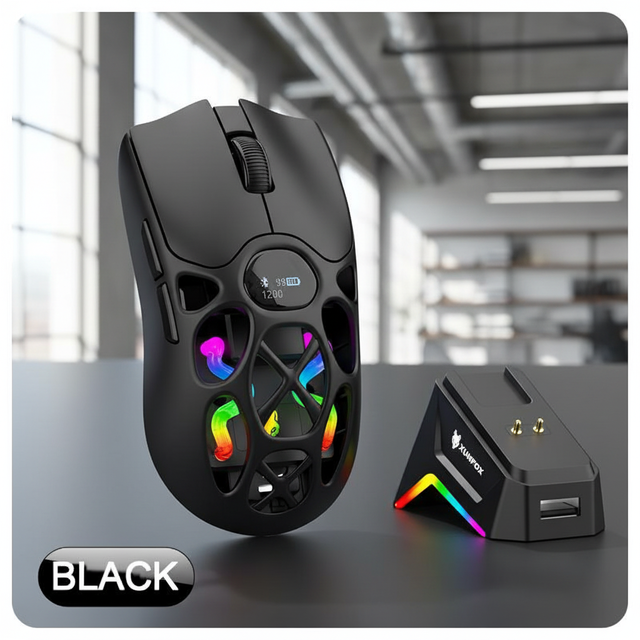 H16 Rgb Pc Gaming Mouse Tri-mode Connection 2.4ghz/12000dpi Wireless & Wired Gaming Mouse