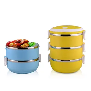 Factory price food grade multi layers custom stainless steel thermo food bento box with PP lids