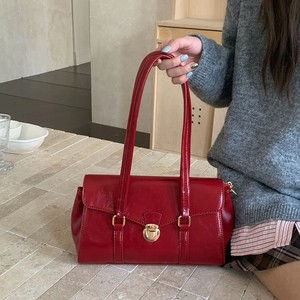 Red Women's Shoulder Bag Claret Color <b>Snap</b> <b>Fasteners</b> Zippered Pocket Everyday Use - Product Image 1