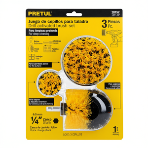 Juego de 3 Cepillos Pretul Activados por Taladro para Limpieza Profunda, Cepillos Multifuncionales de Plástico con Vástago de Cambio Rápido de 1/4\", Ideal - Product Image 1