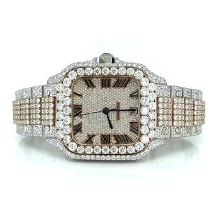 Royal <b>Mens</b> Executive Business Professional Watch Quartz Movement Moissanite Diamond <b>Stainless</b> <b>Steel</b> Alloy Glass 5mm Fashion - Product Image 1