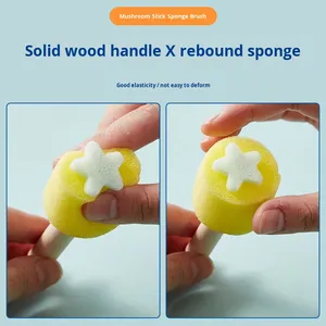 Ensemble de brosses d'apprentissage précoce pour enfants, brosses en éponge en mousse, outils de <span class=keywords><strong>dessin</strong></span> pour enfants, rouleau à fleurs, tampon, bricolage, outils d'art - Product Image 5