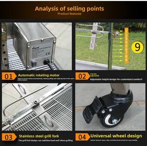 <span class=keywords><strong>Barbecue</strong></span> électrique rotatif automatique en acier inoxydable au <span class=keywords><strong>charbon</strong></span> de bois pour usage commercial en intérieur - Product Image 3