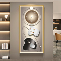 Moderne Nordique Abstrait Toile Cadre Affiche Led Lumière Diamant Cristal Porcelaine Verre Horloge Décorative Art Peinture Horloge Murale