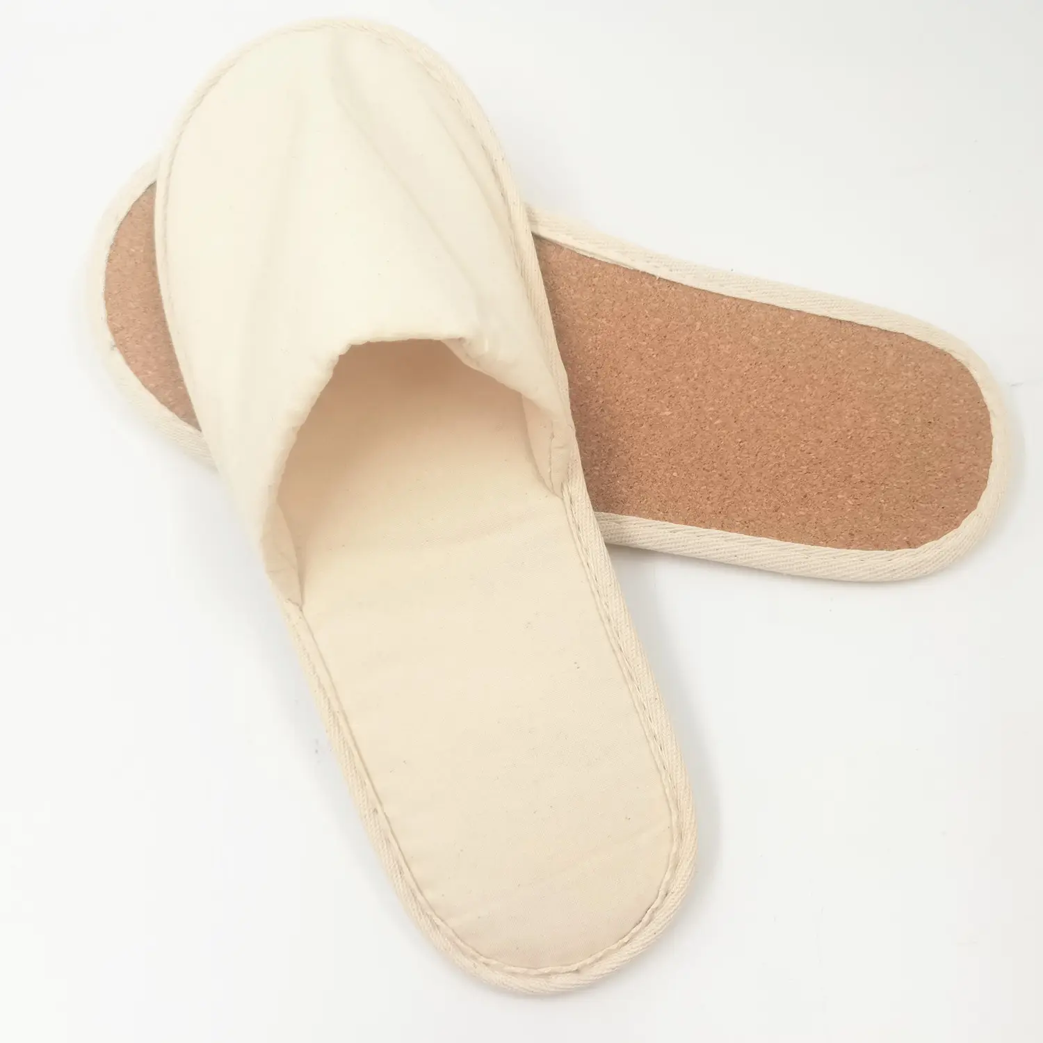 Pantufas de algodão 100% biodegradáveis, confortáveis, 5 estrelas, hotel com sola de cortiça