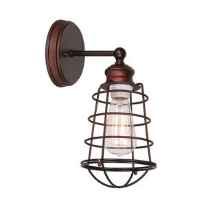 Applique murale industrielle Shinetime à 1 lumière, cage en fil métallique, style rustique de ferme, pour salle de bain, salon, cuisine (bronze) - Product Image 1