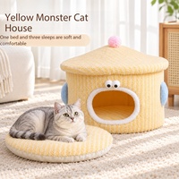 Lit pour chat cylindrique Monster, chaud, respirant, détachable, type grotte pour animaux, pour toutes les saisons, maison fermée pour chat, nid pour chaton et chiot d'intérieur