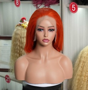 Peluca Bob Naranja de Cabello Humano con Encaje Frontal 13x4 para Mujer, Liso Sedoso, Color Jengibre - Product Image 2