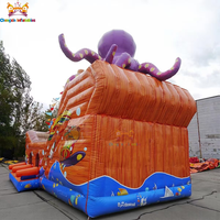 Château gonflable commercial en forme de bateau pirate avec toboggan aquatique, capacité de 10 personnes, en PVC, installation facile, pour enfants en plein air