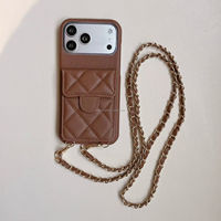Étui de luxe en cuir pour téléphone avec bandoulière et pochette, compatible iPhone 18 Pro Max, toutes séries 17, 16, 15, 14, 13