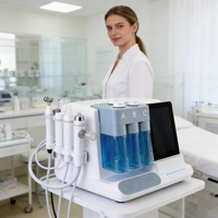 Nouvelle conception, machine d'hydradermabrasion pour le visage à 6 poignées avec pistolet pulvérisateur pour injection haute pression et hydratation de la peau