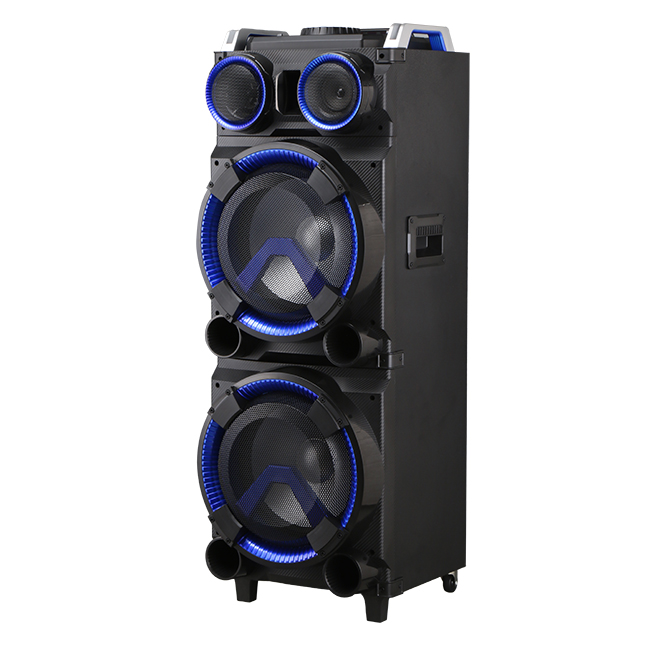 Мощные двойные динамики, 60 Вт, DJ-звук со светодиодным световым эффектом, большая батарея с колесами и тележкой