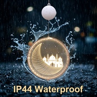 Weiße Warme LED-Plastik-Laterne IP44 für Innen und Außen, Mond- und Stern-Dekoration zum Aufhängen für Ramadan