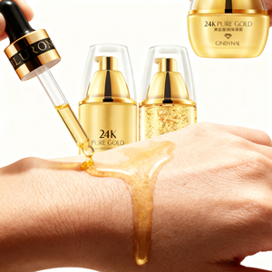 カスタマイズされた韓国製<span class=keywords><strong>24K</strong></span>ゴールドブライトニングセラムセット、アンチエイジング保湿フェイシャルセラム（ビタミンC、カタツムリ、高麗人参、コウジ酸配合） - Product Image 2