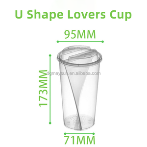 أكواب مزدوجة قابلة للتفكيك من البلاستيك المنقسم للاستمتاع بفقاعات 20 أونصة أكواب مزدوجة لحصة شاي بوبا - Product Image 2