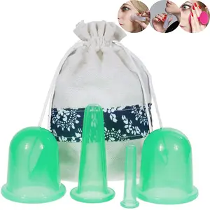 chinese 4pcs facial body healthy vacuum suction instrument silicone cupping massage cups for face