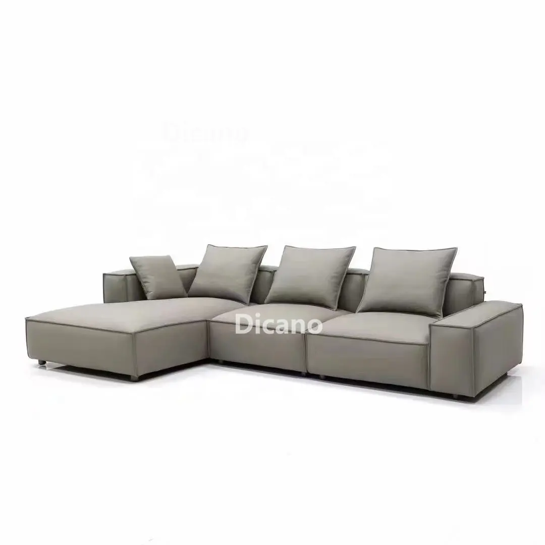 Klasik deri kanepe İtalyan köşe kafa katman dana kanepe otel oturma odası lüks tasarımcı mobilya
