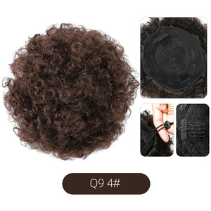 Extension de cheveux synthétiques courts de 8 pouces pour <span class=keywords><strong>chignon</strong></span> afro, postiche bouclé crépu volumineux à clipser, queue de cheval Yaki avec cordon de serrage pour coiffures <span class=keywords><strong>chignon</strong></span> - Product Image 2