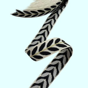 2.5厘米简约花卉提花100%涤纶面料装饰带高韧性家居装饰窗饰服装配饰 - Product Image 1