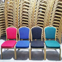 Housses de chaise pour banquet de mariage, chaises de banquet d'hôtel empilables à dossier haut en acier inoxydable avec structure métallique pour événements