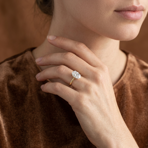 Vintage Oval Cut Natural Moissanite Solitaire Engagement Wedding <b>Ring</b> Luxury Premium IGI Certified <b>24K</b> <b>Gold</b> Plated Silver - Product Image 3