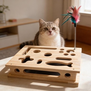 Boîte à gratter pour chat en bois avec labyrinthe – Jouet interactif d'intérieur pour lutter contre l'<span class=keywords><strong>ennui</strong></span> - Product Image 2