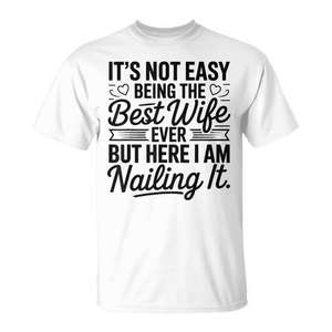 Camiseta Best Wife Ever, camiseta informal blanca con cuello redondo para mujer - Product Image 1