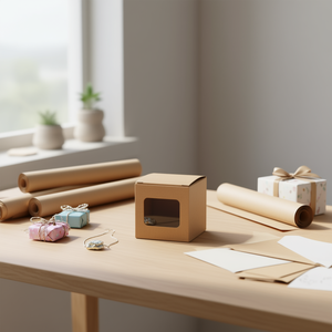 Scatola in carta kraft Ilan 6x6x6 cm con finestra per imballaggio - Product Image 2