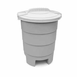Poubelle à déchets de jardin 50 litres gris clair avec couvercle rotatif pour usage extérieur - Product Image 1