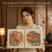 Boîte cadeau de luxe à double porte, 3D pop-up, découpée en couches, couleur intégrale, paysage chinois, pour gâteaux de lune et thé, OEM