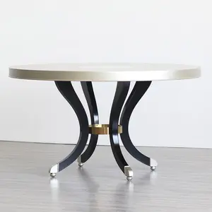 OEM קידום איטלקי אוכל שולחן סט מודרני עגול אוכל שולחן זהב שחור השיש שולחן אוכל