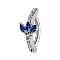 Calendo Anneau de nombril en titane ASTM F136 plaqué or Bijoux de piercing au nombril Bijoux de corps en zircon CZ personnalisé
