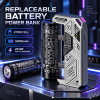 Batterie externe compacte 21700 remplaçable, charge rapide 22,5 W, 5000 mAh, mini batterie externe, chargeur portable USB-C