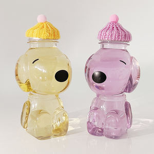 Monouso trasparente forma di cane Pet bottiglie di plastica per bere freddo birra caffè e latte tazza di tè imballaggio con coperchio sigillo - Product Image 5