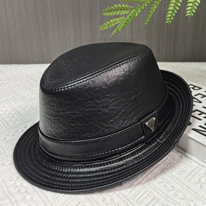 <span class=keywords><strong>Cappello</strong></span> Panama Jazz da <span class=keywords><strong>Uomo</strong></span> J244 in Pelle Bovina, <span class=keywords><strong>Cappello</strong></span> a Tesa Corta Stile Bowler, Classico <span class=keywords><strong>Cappello</strong></span> Fedora da Cowboy - Product Image 2