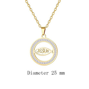 Collar Ichthus con Cruz <span class=keywords><strong>de</strong></span> Jesús Cristo, Colgante Ichthys, Sello <span class=keywords><strong>de</strong></span> Jerusalén, Amuleto Religioso, Joyería Cristiana - Product Image 3