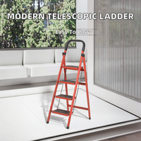 Échelle escamotable en acier de conception moderne pour hôpital, 3-4 marches, marchepied rouge, échelles télescopiques pliantes