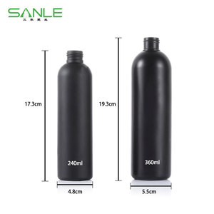 Sanle <b>Plastic</b> <b>Bottles</b> 240ml 360ml Black <b>Empty</b> Cosmetic <b>Bottles</b> for Shampoo Conditioner - Product Image 1