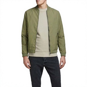 Customized Wholesale Price High Quality <b>Men's</b> Casual <b>Bomber</b> <b>Jackets</b> OEM Custom Front Canvas Waterproof Breathable Plain Dyed - Product Image 1