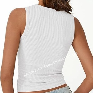 MT1046 Custom <span class=keywords><strong>donna</strong></span> a coste stile Crop Top <span class=keywords><strong>100</strong></span>% <span class=keywords><strong>cotone</strong></span> stampa Logo moda Fitness canotta per ragazze - Product Image 2